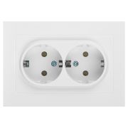 Розетка Intro Accent 6-205-01 2X2P+E Schuko, 16А-250В, IP20, СУ, AL/CU, белый