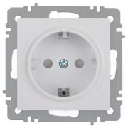 Розетка Intro Accent 6-206-01 2P+E Schuko со шторками, 16А-250В, IP20, СУ, AL/CU, белый