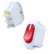 Рокерный выключатель ON-OFF овальная клавиша белая с подсветкой (16А/250V) IRS-KRS-17 100/1000