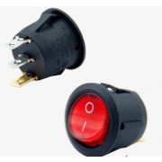 Рокерный выключатель ON-OFF круглая красная клавиша с подсветкой (6А/250V) IRS-101-9C 100/2000
