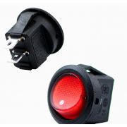 Рокерный выключатель ON-OFF мини круглая красная клавиша (3А/250V) SMRS-101-2 1/200