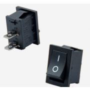 Рокерный выключатель ON-OFF мини прямоугол. черная клавиша (6А/250V) MRS-101 1/50