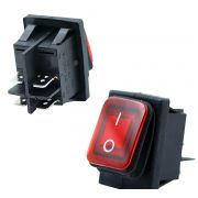 Рокерный выключатель ON-OFF широкая клавиша 4 конт, в силиконе IP55 (16А/250V) IRS-201-3C-WF 50/500