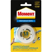 Клейкая лента Момент 1714773 монтажная двусторонняя на 12 кг. 1,5 м.