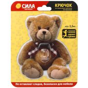 Крючок СИЛА  SHT12-S1C-12 на силиконовом креплении Мишка Teddy 12х14.5 см нагрузка до 2,5 кг