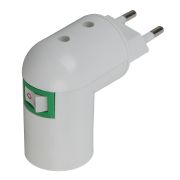 Переходник-вилка ЭРА Е27 с выключателем пластиковый белый