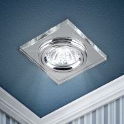 Светильник встраиваемый декоративный ЭРА DK8 CH/WH под лампу MR16 GU5.3 квадратный зеркальный/хром