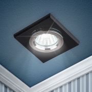 Светильник встраиваемый декоративный ЭРА DK8 CH/BK под лампу MR16 GU5.3 квадратный черный/хром