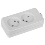 Колодка ЭРА K-2 2 розетки без зазeмления белая