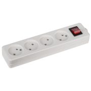 Колодка ЭРА K-4s 4 розетки без зазeмления с выключателем белая