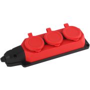 Колодка ЭРА K-3e-RED-IP44 каучуковая с заземлением 3 розетки 16A IP44 красная