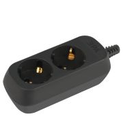 Колодка ЭРА KX-2e-B 2 розетки с зазeмлением черная