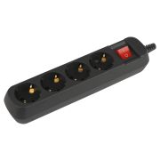 Колодка ЭРА KX-4es-B 4 розетки с зазeмлением с выключателем черная