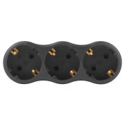 Разветвитель электрический ЭРА SPx-3e-B на 3 розетки с заземлением 16А черный