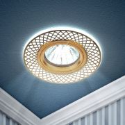 Светильник встраиваемый cо светодиодной подсветкой ЭРА DK LD42 WH/GD под лампу MR16 GU5.3 белый/золото