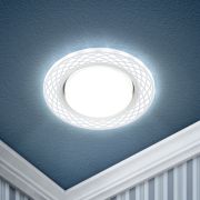 Светильник встраиваемый cо светодиодной подсветкой ЭРА DK LD37 WH/WH под лампу GX53 белый/белый