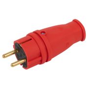 Вилка ЭРА VX10-R-IP44 каучуковая c заземлением 16А IP44 прямая красная