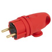 Вилка ЭРА VX11-R-IP44 каучуковая c заземлением 16А IP44 с кольцом угловая красная