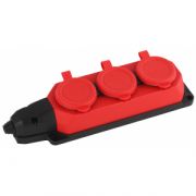Колодка ЭРА K-3e-RED-IP44 каучуковая с/з 3гн 16A IP44 красная Турция (9/90/540)