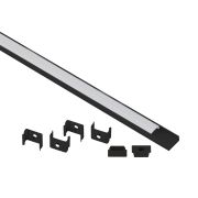 Комплект с накладным анодированным профилем ЭРА 1506B 15х6мм, 2м, черный САВ262