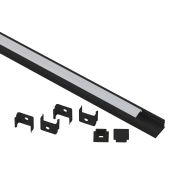Комплект с накладным анодированным профилем ЭРА 1612B 16х12мм, 2м, черный САВ261