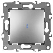 12-1102-03 ЭРА Выключатель с подсветкой, 10АХ-250В, IP20, Эра12, алюминий (10/100/3200)