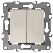 12-1104-02 ЭРА Выключатель двойной, 10АХ-250В, IP20, Эра12, слоновая кость (10/100/3200)