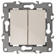 12-1106-02 ЭРА Переключатель двойной, 10АХ-250В, IP20, Эра12, слоновая кость (10/100/3200)