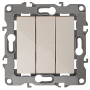 12-1107-02 ЭРА Выключатель тройной, 10АХ-250В, IP20, Эра12, слоновая кость (10/100/3200)