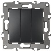 12-1107-05 ЭРА Выключатель тройной, 10АХ-250В, IP20, Эра12, антрацит (10/100/2500)