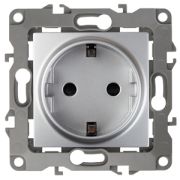 Розетка ЭРА Серия 12 12-2001-03 с заземлением 2P+E Schuko 16A-250В IP20 без м.лапок алюминий