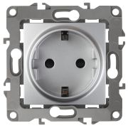 Розетка ЭРА Серия 12 12-2102-03 с заземлением 2P+E Schuko со шторками 16A-250В IP20 алюминий
