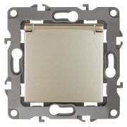 Розетка ЭРА Серия 12 12-2103-04 с заземлением 2P+E Schuko со шторками с крышкой 16A-250В IP20 шампань