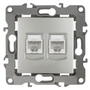 Розетка ЭРА Серия 12 12-3108-03 информационная двойная 2XRJ45 IP20 алюминий