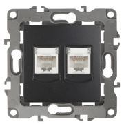 Розетка ЭРА Серия 12 12-3108-05 информационная двойная 2XRJ45 IP20 антрацит