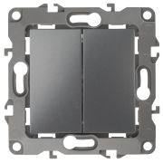 12-1106-12 ЭРА Переключатель двойной, 10АХ-250В, IP20, Эра12, графит (10/100/2500)