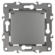 Розетка ЭРА Серия 12 12-2103-12 2P+E Schuko со шторками с крышкой 16A-250В IP20 графит