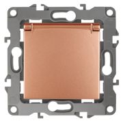 Розетка ЭРА Серия 12 12-2103-14 2P+E Schuko со шторками с крышкой 16A-250В IP20 медь