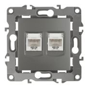 Розетка ЭРА Серия 12 12-3108-12 информационная двойная 2XRJ45 IP20 графит