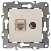 Розетка ЭРА Серия 12 12-3110-02 комбинированная RJ45+TV IP20 слоновая кость