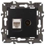 Розетка ЭРА Elegance 14-3110-05 RJ45+TV IP20 антрацит