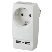 SP-1e-USB-W ЭРА Адаптер «Polynom» 1гн 220V + 2xUSB 2100mA, c заземл, (белый) (10/60/1440)