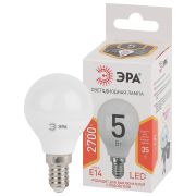 Лампа светодиодная ЭРА STD LED P45-5W-827-E14 5Вт шар теплый белый свет Е14