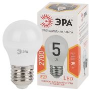 Лампа светодиодная ЭРА STD LED P45-5W-827-E27 5Вт шар теплый белый свeт Е27