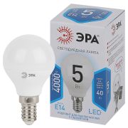 Лампа светодиодная ЭРА STD LED P45-5W-840-E14 5Вт шар нейтральный белый свет Е14