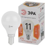 Лампа светодиодная ЭРА STD LED P45-11W-827-E14 11Вт шар теплый белый свет Е14