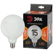 Лампа светодиодная ЭРА F-LED G125-15w-827-E27 OPAL 15Вт филамент шар матовый теплый белый свет Е27