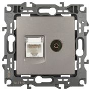 Розетка ЭРА Серия 12 12-3110-16 комбинированная RJ45+TV, титан