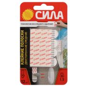 Клейкие полоски СИЛА SDSS-M-W12 двусторонние сменные средние 12 шт, до 1,5 кг белые