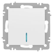 Выключатель Intro Accent 6-102-01М с подсветкой, 10А-250В, IP20, СУ, AL/CU, белый матовый